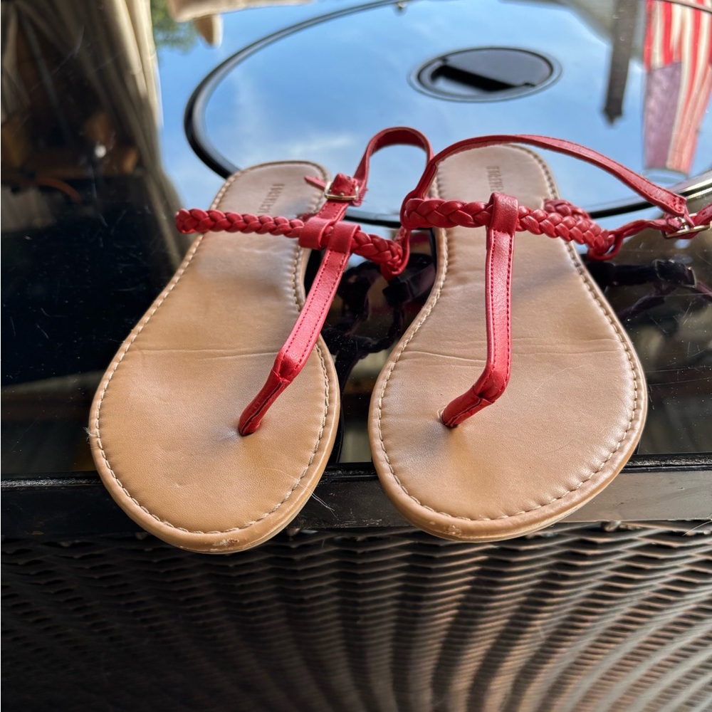 Elegant Red Braided Strap Sandals
